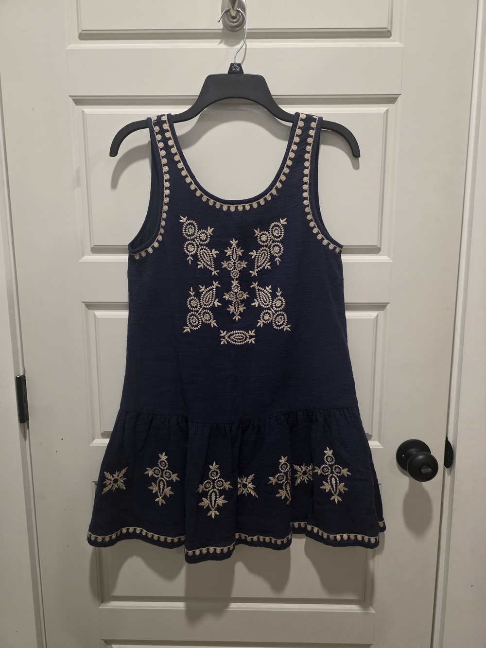 Boutique Navy Embroidered Tank Dress